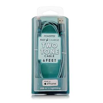 LIQUIPEL Powertek iPad & iPhone Charger Cable, Fast Charging 6ft MFI Certified Lightning to USB Cord, Two Tone (Teal)