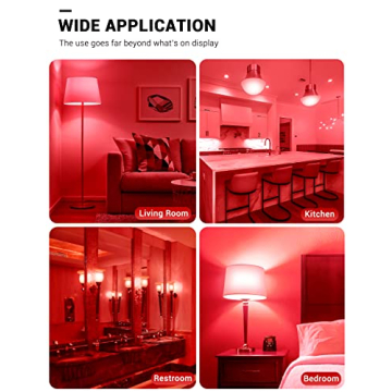 JandCase Red Light Bulb 9W for Holiday and Party Decor