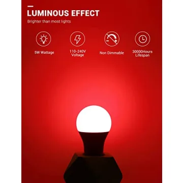 JandCase Red Light Bulb 9W for Holiday and Party Decor