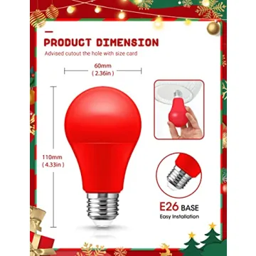 JandCase Red Light Bulb 9W for Holiday and Party Decor