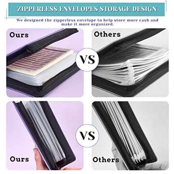 UMSICHT 15pcs A6 Binder Pockets with No Zippers, Zipless Budget Envelopes for Cash System, A6 Binder Pouch for 6 Ring Binder, Money Folder Organizer for Cash.