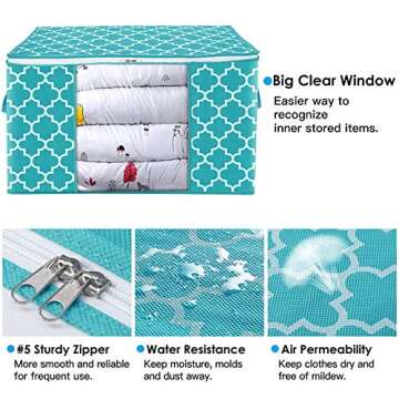 WISELIFE Storage Bags 100L 3-Pack Large Blanket Clothes Organization and Storage Containers for Bedd...