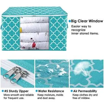 WISELIFE Storage Bags 100L - 3-Pack Large Blanket & Clothes Organizers for Bedding, Comforters, Plus...