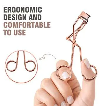 Eyelash Curler with Comb, Professional Volumizing Lash Lift Kit Lash Curler with Refill Pads for Home & Travel Uses, Rose Gold