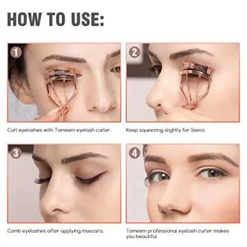 Eyelash Curler with Comb, Professional Volumizing Lash Lift Kit Lash Curler with Refill Pads for Home & Travel Uses, Rose Gold