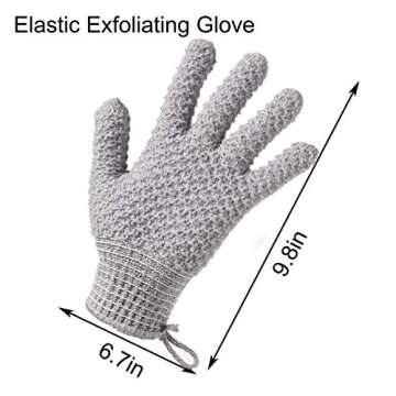 CLEEDY Bath Exfoliating Gloves - 2 Pairs of Lengthened and Large Scrubbing Gloves for Shower, Spa, a...