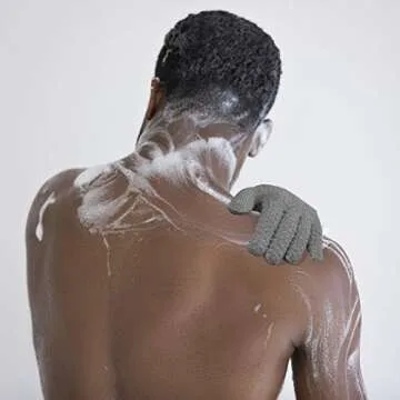 CLEEDY Bath Exfoliating Gloves - 2 Pairs of Lengthened and Large Scrubbing Gloves for Shower, Spa, and Massage - Perfect for Exfoliating Body, Face, Hands, and Feet(2 paris gary)