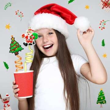 Reusable Christmas Straws - 25 Pack Party Favors for Kids