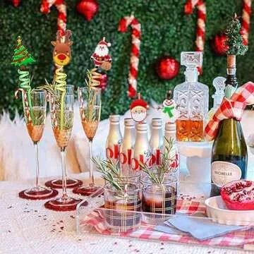 Reusable Christmas Straws - 25 Pack Party Favors for Kids