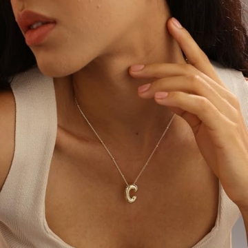 Customizable Gold Bubble Letter Necklace for Women