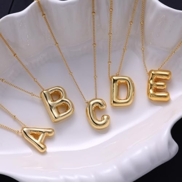 Customizable Gold Bubble Letter Necklace for Women