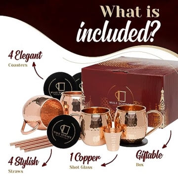 Pure Copper Moscow Mule Mugs Set of 4 for Gifting