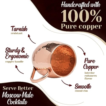 Pure Copper Moscow Mule Mugs Set of 4 for Gifting