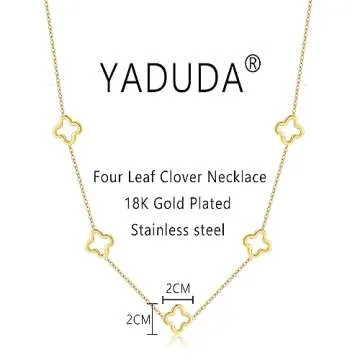 YADUDA Dainty Hollow Four Leaf Clover Necklace Bracelet Set Tiny Cute Clover Pendant Station Necklac...