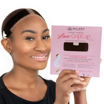 MILANO COLLECTION Lace Wig Grip Cap for Women, Adjustable Wig Cap with Headband, Non-Slip Wig Grippe...