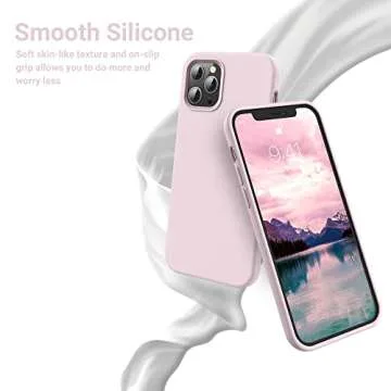 OTOFLY Compatible with iPhone 12 Pro Max Case 6.7 inch(2020),[Silky and Soft Touch Series] Premium Soft Liquid Silicone Rubber Full-Body Protective Bumper Case (Ice Pink)