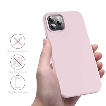 OTOFLY Compatible with iPhone 12 Pro Max Case 6.7 inch(2020),[Silky and Soft Touch Series] Premium Soft Liquid Silicone Rubber Full-Body Protective Bumper Case (Ice Pink)