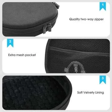 ProCase Hard Case for AirPods Max, Travel Carrying Headphone Case with Silicone Earpad Cover & Mesh Pocket, AirPods Max Protective Portable Storage Bag -Black