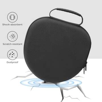 ProCase Hard Case for AirPods Max, Travel Carrying Headphone Case with Silicone Earpad Cover & Mesh Pocket, AirPods Max Protective Portable Storage Bag -Black