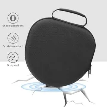 ProCase Hard Case for AirPods Max, Travel Carrying Headphone Case with Silicone Earpad Cover & Mesh Pocket, AirPods Max Protective Portable Storage Bag -Black