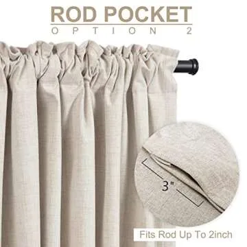 100% Blackout Shield Linen Blackout Curtains for Bedroom 84 Inches Long, Back Tab/Rod Pocket Living Room Drapes, Thermal Insulated Blackout Curtains 2 Panels Set, 50" W x 84" L, Cream