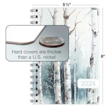 HARDCOVER 2024 Planner: (November 2023 Through December 2024) 5.5"x8" Daily Weekly Monthly Planner Yearly Agenda. Bookmark, Pocket Folder and Sticky Note Set (Cold Forest)