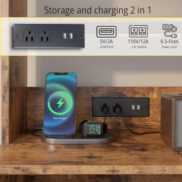 LIKIMIO Stylish Nightstand with USB and Power Outlets