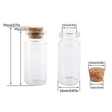MaxMau 24PCS 10ml Glass Bottles Cork Stoppers DIY Decoration Mini Glass Vials Cork Message Glass Bottle Vial Cork,Small Glass Bottles Jars Corks for Wedding Party Favors