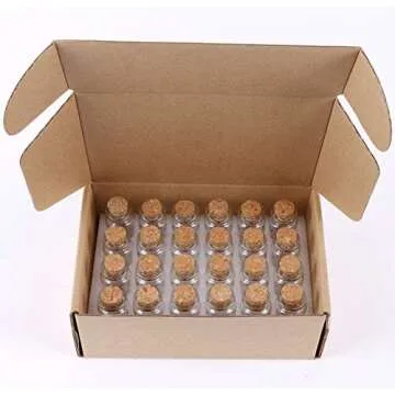 MaxMau 24PCS 10ml Glass Bottles Cork Stoppers DIY Decoration Mini Glass Vials Cork Message Glass Bottle Vial Cork,Small Glass Bottles Jars Corks for Wedding Party Favors