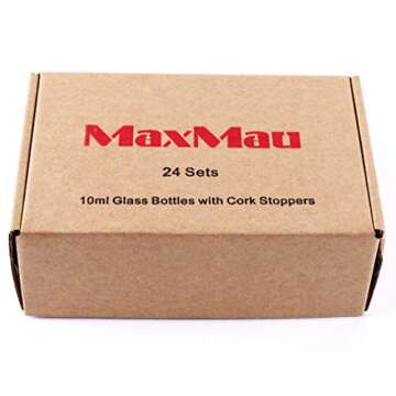 MaxMau 24PCS 10ml Glass Bottles Cork Stoppers DIY Decoration Mini Glass Vials Cork Message Glass Bottle Vial Cork,Small Glass Bottles Jars Corks for Wedding Party Favors