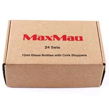 MaxMau 24PCS 10ml Glass Bottles Cork Stoppers DIY Decoration Mini Glass Vials Cork Message Glass Bottle Vial Cork,Small Glass Bottles Jars Corks for Wedding Party Favors
