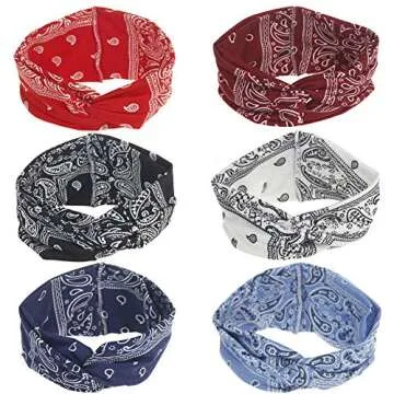 Boho 6Pcs Floral Print Headbands for Women & Girls
