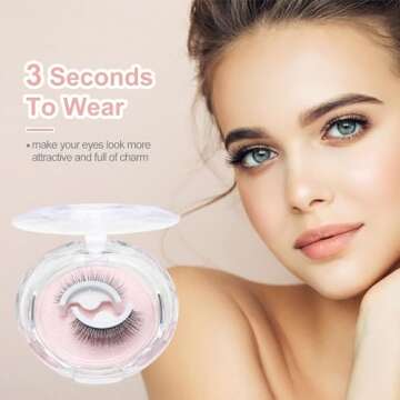 adceftp 6 Pcs Self Adhesive Eyelashes, Reusable Self Adhesive Eyelashes, Reusable Adhesive Eyelashes Natural Look, Waterproof Glueless Eyelashes