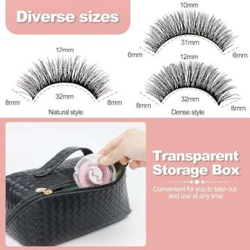 adceftp 6 Pcs Self Adhesive Eyelashes, Reusable Self Adhesive Eyelashes, Reusable Adhesive Eyelashes Natural Look, Waterproof Glueless Eyelashes