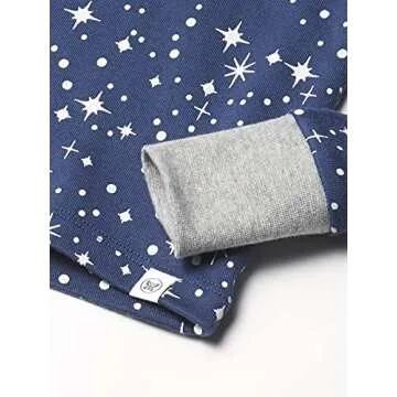 HonestBaby unisex baby Organic Cotton 2-piece Snug Fit Pajama Set, Twinkle Star Navy, 5T US