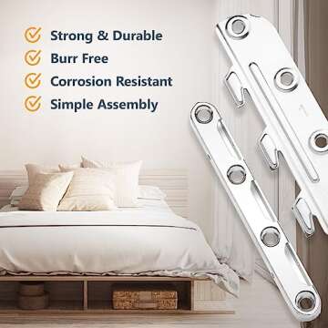 POWERTEC Surface Mounted Bed Rail Brackets 4PK, Bed Frame Hardware w/ Mounting Screws for Bed Frame/Head Board/Footboards, No-Mortise Bed Hardware (71425)