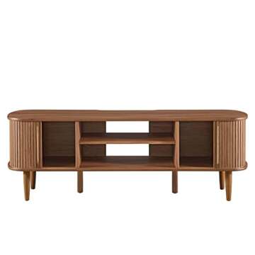 Modway Contour Mid-Century Modern Media TV Stand in Walnut, 15 x 54.5 x 18.5