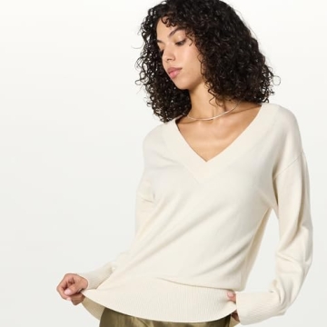 Chic Whisper White V-Neck Sweater for Women