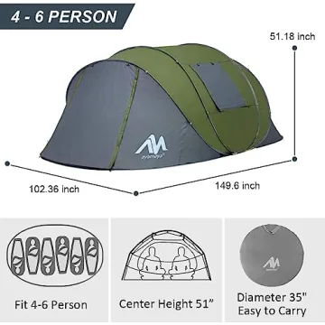 AYAMAYA 6-Person Waterproof Instant Pop-Up Camping Tent