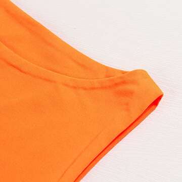 Artfish Women's Sleeveless Cropped Shirts High Neck Stretchy Fitted Basic Crop Tank Top (Orange, S)