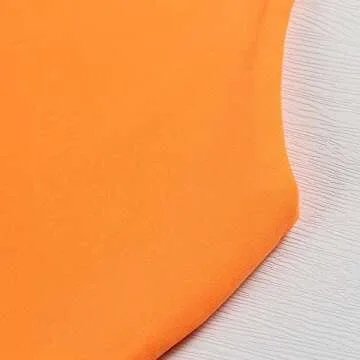 Artfish Women's Sleeveless Cropped Shirts High Neck Stretchy Fitted Basic Crop Tank Top (Orange, S)