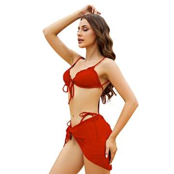 Lilosy 3 Piece Ruffle Bikini Set for Women
