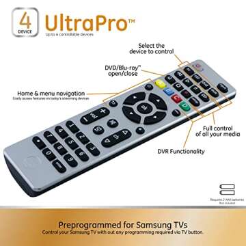 GE Universal Remote Control, Samsung TV Remote Control Replacement, Universal TV Remote Samsung Remo...