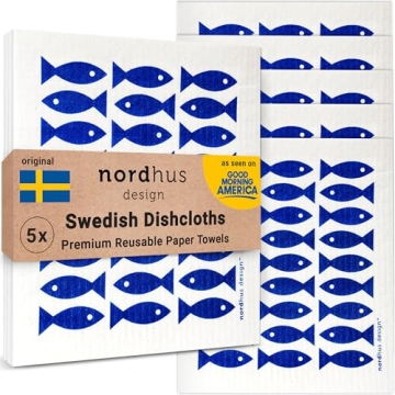 Nordhus Design Eco-Friendly Swedish Dishcloths - 5 Stylish Reusable Cloths