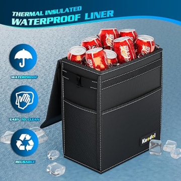 K KNODEL Car Trash Can, Waterproof Car Garbage Can, Car Trash Bag with Lid, Leak-Proof Car Trash Bin, Car Trash Hanging (Large, Black)
