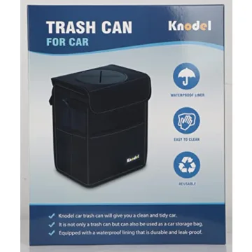 K KNODEL Car Trash Can, Waterproof Car Garbage Can, Car Trash Bag with Lid, Leak-Proof Car Trash Bin, Car Trash Hanging (Large, Black)