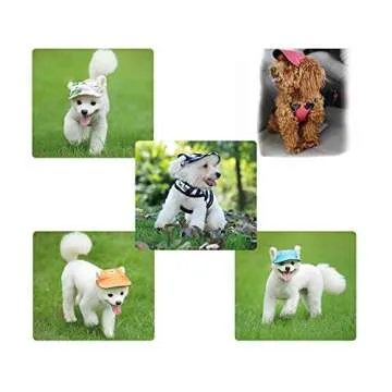 Leconpet Baseball Caps Hats with Neck Strap Adjustable Comfortable Ear Holes for Small Medium and Large Dogs in Outdoor Sun Protection (XL, Stripe)