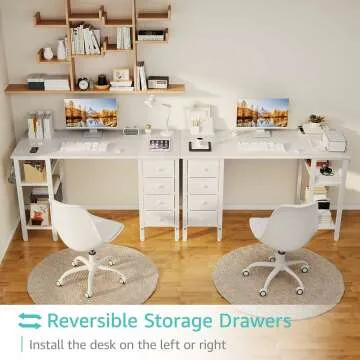 Lufeiya White Study Desk with Drawers and Shelves