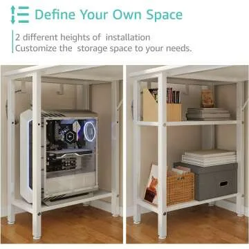 Lufeiya White Study Desk with Drawers and Shelves