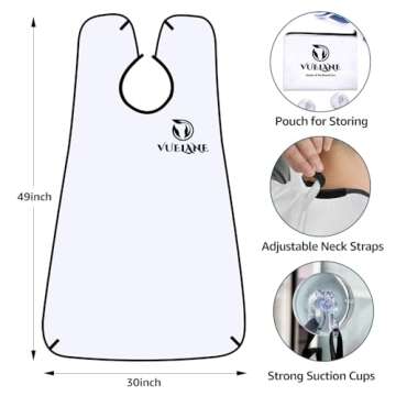 VUELANE Beard Bib Beard Apron, Beard Bib Hair Catcher for Men Shaving, Non-Stick Beard Bib Apron for Men with Strong Suction Cups, Gifts for Men Husband, Grooming Kit for Men - White